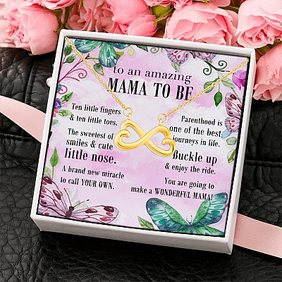 New Mother Necklace - To An Amazing Mama To Be Infinity Heart Pendant Necklace