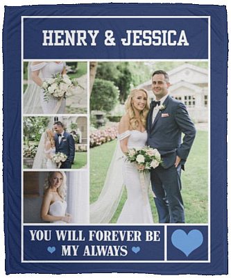 Personalized Custom Photo Image Blanket, White, Cozy Plush Fleece Blanket - 50x60