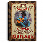 Never Underestimate An Old Man Unframed Poster, White, 0.75'' Framed Canvas