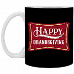 Happy Dranksgiving Ceramic Coffee Mug - Beer Stein - Water Bottle - Color Changing Mug, Black, 11 oz. White Mug
