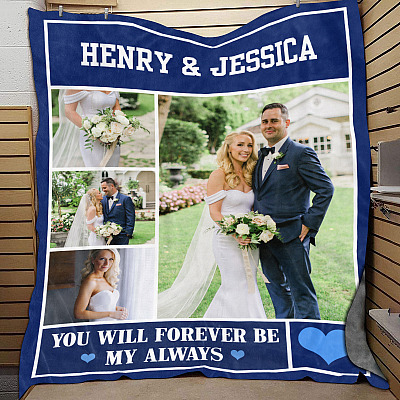 Alternative view of Personalized Custom Photo Image Wedding Couple Anniversary Gift Arctic Fleece Blanket - Mink Sherpa Blanket