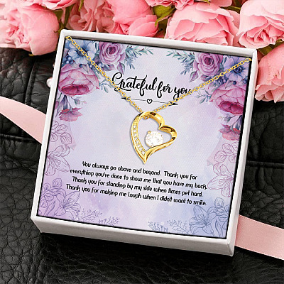 Thank You Pendant Necklace - Grateful For Everything You've Done Forever Love Pendant Necklace