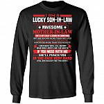 I Am A Lucky Son In Law Hoodie, Black, Long Sleeve