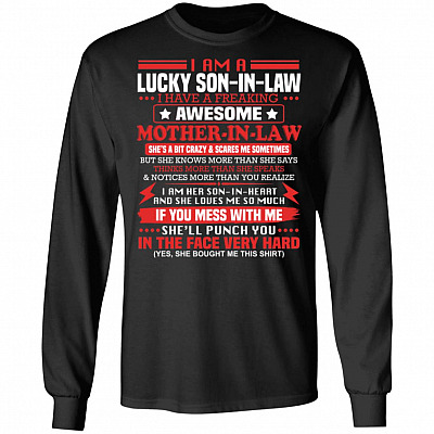 I Am A Lucky Son In Law Hoodie, Black, Long Sleeve