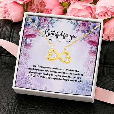 Thank You Pendant Necklace - Grateful For Everything You've Done Infinity Heart Pendant Necklace