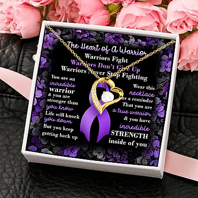 Pancreatic Cancer Awareness Forever Love Pendant Necklace - Purple Ribbon Cancer Survivor Jewelry