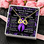 Pancreatic Cancer Awareness Infinity Heart Pendant Necklace - Purple Ribbon Cancer Survivor Jewelry