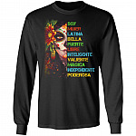 Soy Mujer Latina Sweatshirts - Chingona Shirts - Bella Fuerte Valiente Poderosa Latina Long Sleeves, Black, Long Sleeve