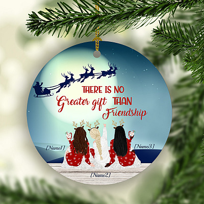 Personalized Christmas Ornaments 2020 There Is No Greater Gift Than Friendship Christmas Holiday Flat Circle Ornament