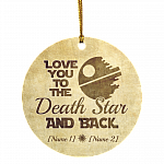 Personalized Love You To The Death Star And Back Christmas Ornament - Wedding Ornament - Couple Ornament, White, Circle Ornament