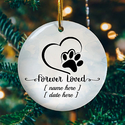 Alternative view of Personalized Forever Love Pawprints Decorative Christmas Ornament Keepsake - Holiday Flat Circle Ornament