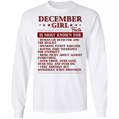 5. Girl Facts 12, White, Long Sleeve