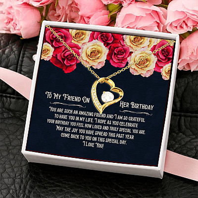 Happy Birthday Forever Love Pendant Necklace - Best Friend Birthday Jewelry Gift For Women