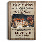 Personalized Photo Mom To Son, White, 0.75'' Framed Canvas