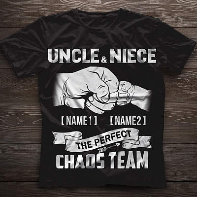 Alternative view of Personalized Uncle And Niece The Perfect Chaos Team Punching Hand Best Uncle Ever T-Shirt - V-Neck Tee