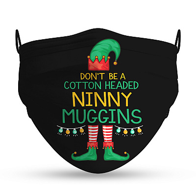 Alternative view of Elf Buddy Don't Be a Cotton Headed Ninny Mugging Funny Christmas Washable Reusable Custom Printed Cloth Face Mask Cover