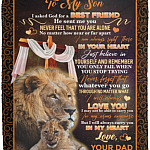 Dad To My Son I Asked God, White, Cozy Plush Fleece Blanket - 50x60 Dad To My Son I Asked God, White, Cozy Plush Fleece Blanket - 50x60