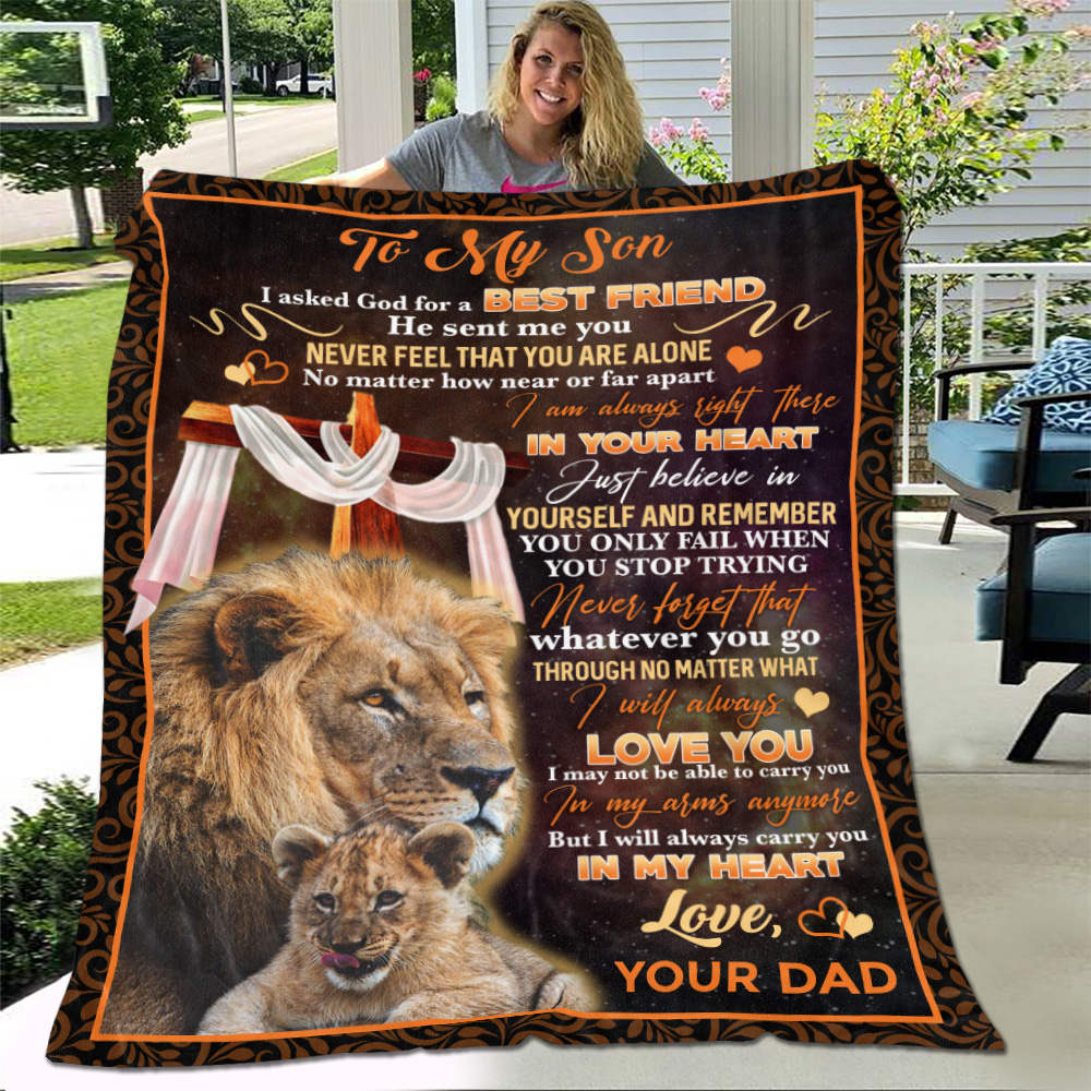 9Th. Asked God For A Best Friend-son-dad Blanket Mockup 4