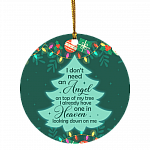 Angel Looking Down Missing Loved One In Heaven Christmas Ornament 2020 - Holiday Flat Circle Ornament, White, Circle Ornament