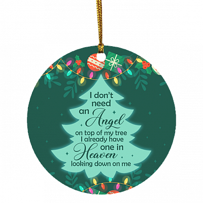 Angel Looking Down Missing Loved One In Heaven Christmas Ornament 2020 - Holiday Flat Circle Ornament, White, Circle Ornament