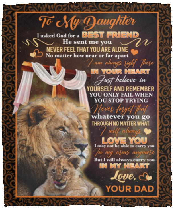 Dad To My Daughter I Asked God, White, Cozy Plush Fleece Blanket - 50x60 Dad To My Daughter I Asked God, White, Cozy Plush Fleece Blanket - 50x60