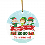 Personalized Co-Vid19 Social Isolation 2020 Christmas Ornament Keepsake - Holiday Flat Circle Ornament, White, Circle Ornament