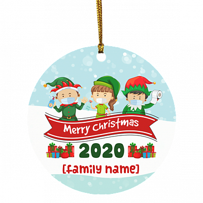 Personalized Co-Vid19 Social Isolation 2020 Christmas Ornament Keepsake - Holiday Flat Circle Ornament, White, Circle Ornament