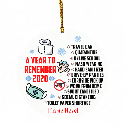 Personalized A Year To Remember The New Normal Christmas Ornament - Holiday Flat Circle Ornament, White, Circle Ornament