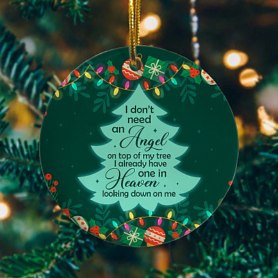 Alternative view of Angel Looking Down Missing Loved One In Heaven Christmas Ornament 2020 - Holiday Flat Circle Ornament