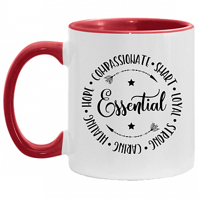 Essential Worker Gift Quarantined 2020 Ceramic Accent Mug - Colored Coffee Mug, White/Red, 11 oz. Accent Mug