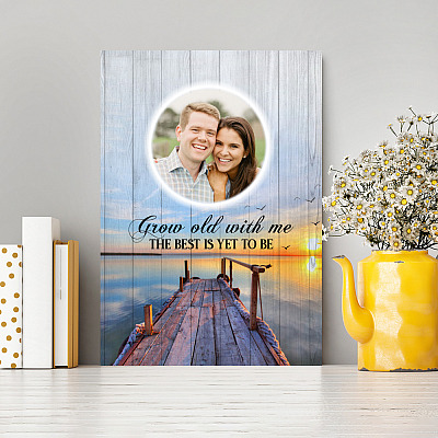 Alternative view of Personalized Photo Grow Old With Me The Best Is Yet To Be Wrapped Framed Canvas Prints - Unframed Poster
