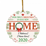 Personalized Our First Christmas In Our New Home 2020 Circle Ornament - Holiday Family Decoration Gift, White, Circle Ornament