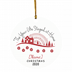 Personalized Pandemic Lockdown 2020 Christmas Ornament - The Year We Stayed At Home Holiday Gift, White, Circle Ornament