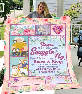Alternative view of Personalized Love You Grandma Fleece Blanket - Blessed Those Who Snuggle And Hug Mink Blanket - Woven Blanket