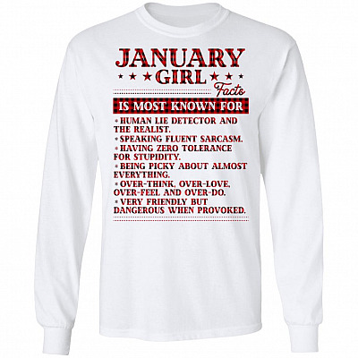 5. Girl Facts 1, White, Long Sleeve