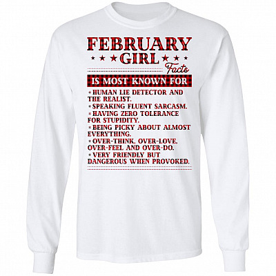 5. Girl Facts 2, White, Long Sleeve