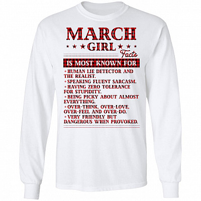 5. Girl Facts 3, White, Long Sleeve