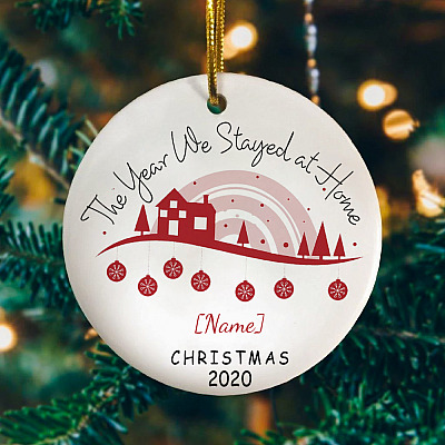 Alternative view of Personalized Pandemic Lockdown 2020 Christmas Ornament - The Year We Stayed At Home Holiday Gift