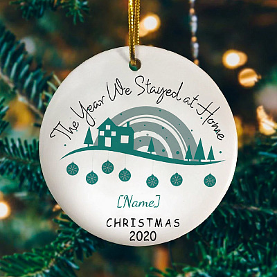 Alternative view of Personalized Pandemic Lockdown 2020 Christmas Ornament - The Year We Stayed At Home Holiday Decoration