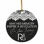 Notorious RBG Collar White Lace Ruth Bader Ginsburg May Her Memory Inspire A Revolution Christmas Circle Ornament, White, Circle Ornament