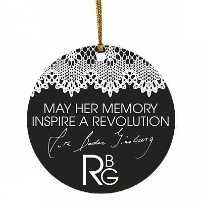 Notorious RBG Collar White Lace Ruth Bader Ginsburg May Her Memory Inspire A Revolution Christmas Circle Ornament, White, Circle Ornament