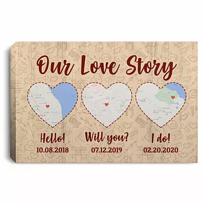 6O. Love Story-Sample Design Personalized Photo Our Love Story Journal, White, 0.75'' Framed Canvas