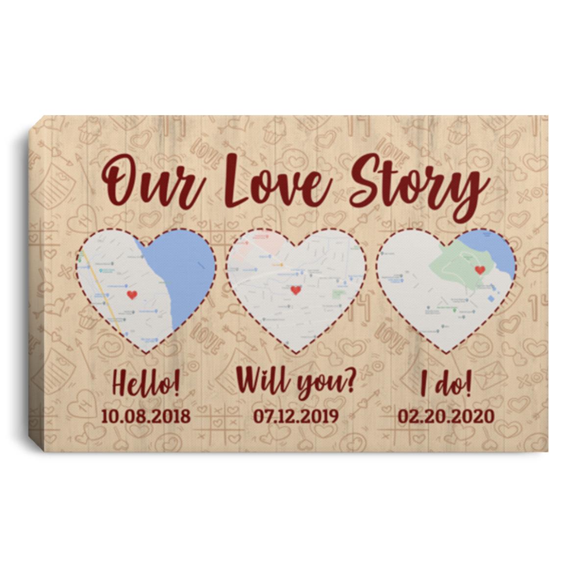 6O. Love Story-Sample Design Personalized Photo Our Love Story Journal, White, 0.75'' Framed Canvas