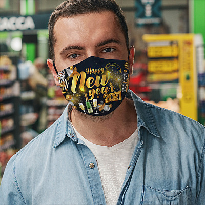 Alternative view of Happy New Year 2021 Washable Reusable Custom Printed Cloth Face Mask Cover