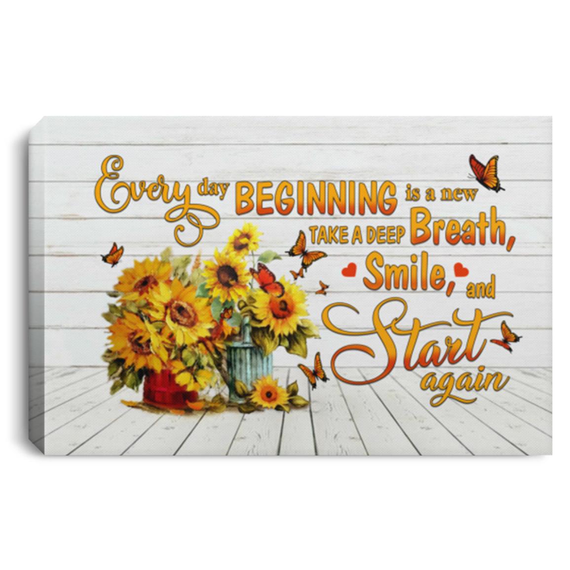 Everyday Is a New Beginning Canvas, White, 0.75'' Framed Canvas