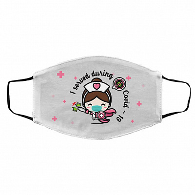 I Served During Covid 19, White, Cloth Face Cover – Medium/Large