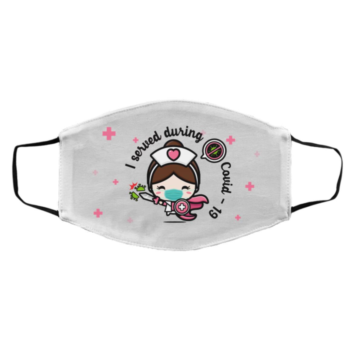 I Served During Covid 19, White, Cloth Face Cover – Medium/Large I Served During Covid 19, White, Cloth Face Cover – Medium/Large