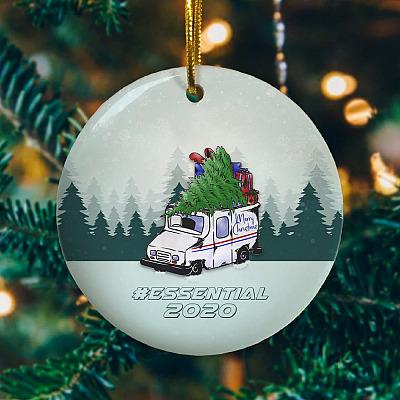 Alternative view of Essential 2020 Mail Truck Christmas Holiday Flat Circle Ornament - Holiday Decoration Gift
