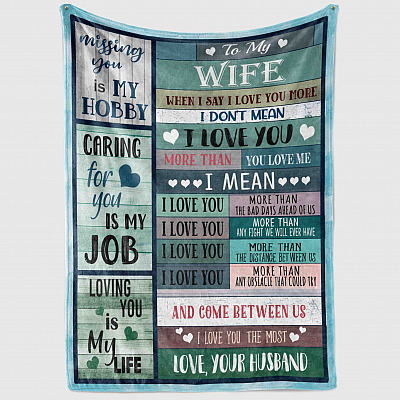Alternative view of Husband To My Wife When I Say I Love You More I Don't Mean I Love You Fleece Blanket - Premium Sherpa Blanket