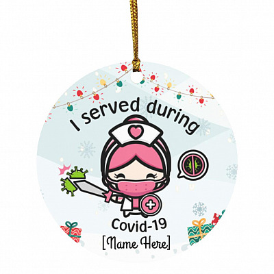 Personalized I Served During Ornament, White, Circle Ornament